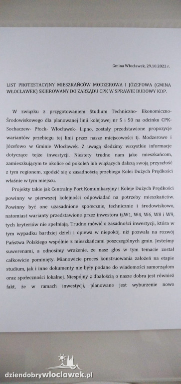 Nie chcą torów przez Modzerowo