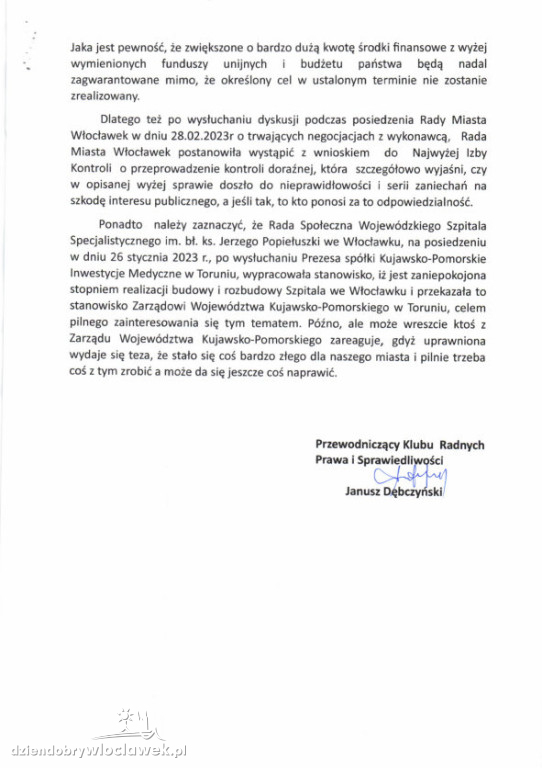 Będzie kontrola NIK we włocławskim szpitalu?