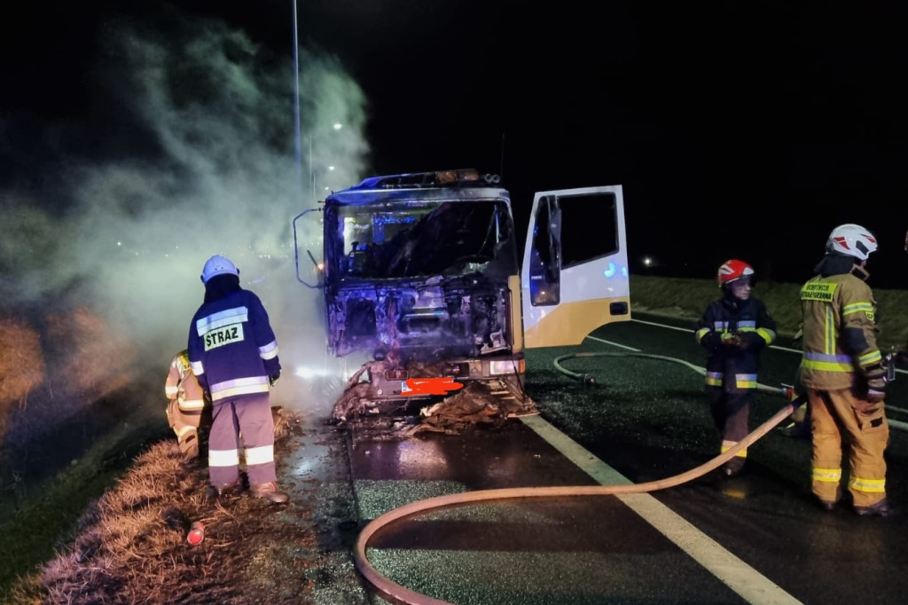 Pożar lawety na obwodnicy Kowala