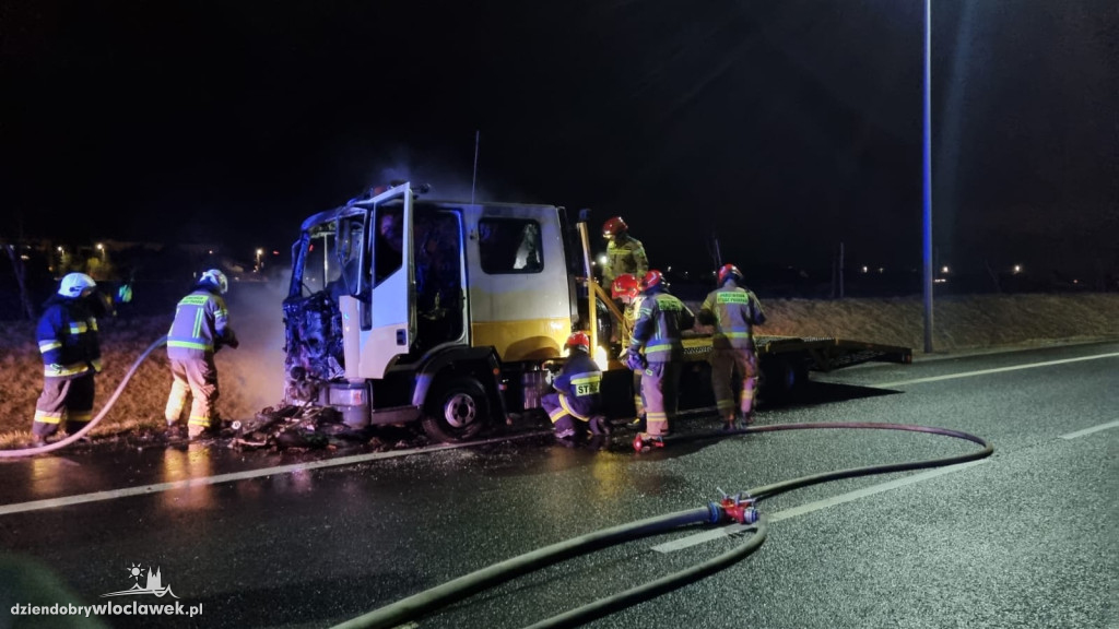 Pożar lawety na obwodnicy Kowala