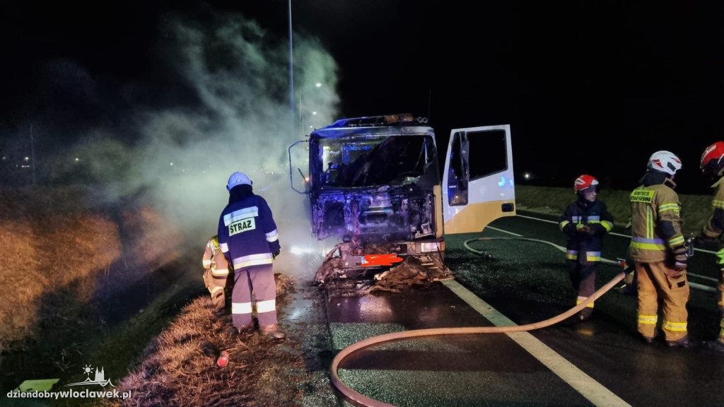 Pożar lawety na obwodnicy Kowala