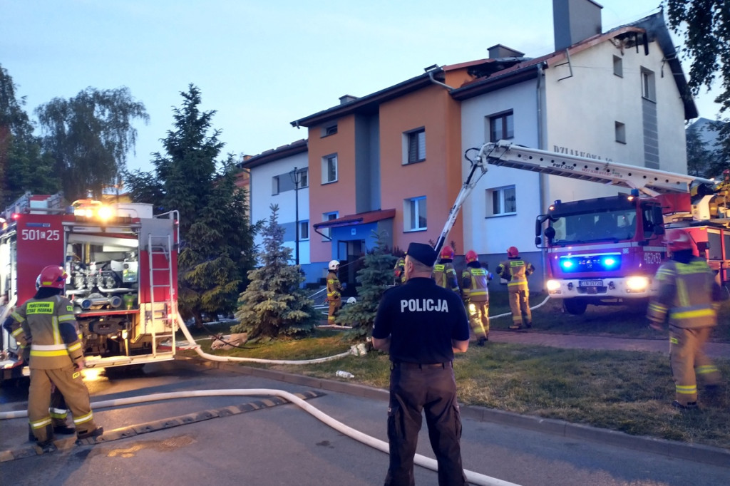 Pożar bloku w Radziejowie