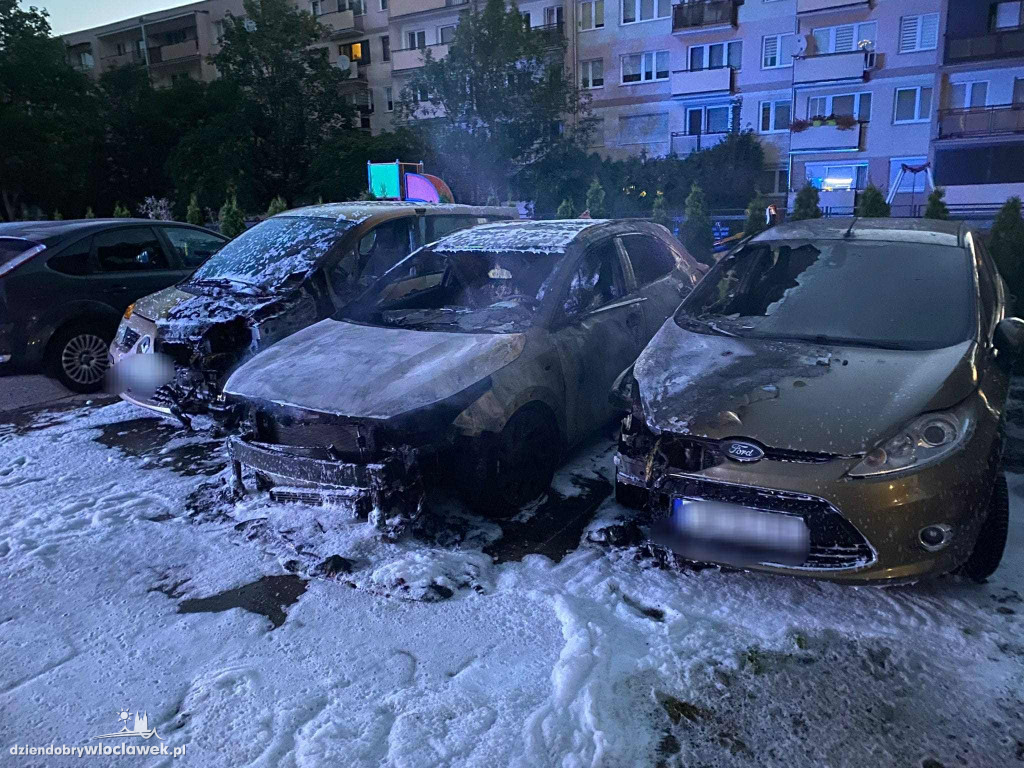 Pożar samochodów przy ulicy Łanowej