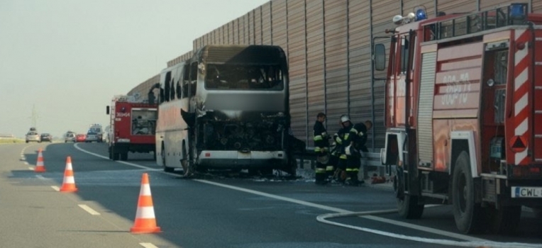 Mercedes palił się na autostradzie A1 koło Włocławka