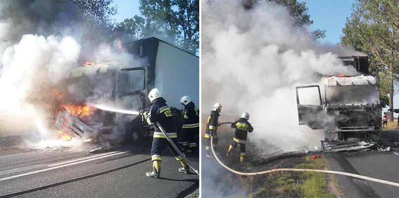 Informację o pożarze scanii strażacy otrzymali w piątek około godz. 18.00. fot. OSP Izbica Kujawska