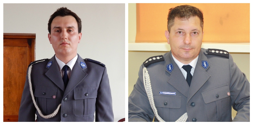 St. sierż. Łukasz Opasiak (z lewej) i asp. szt. Artur Kmiecikowski z posterunku policji w Topólce; Fot. KPP Radziejów