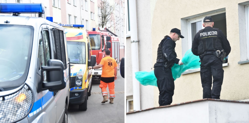 Mężczyzna spadł na dach wejścia do klatki schodowej. fot. N. Chylińska