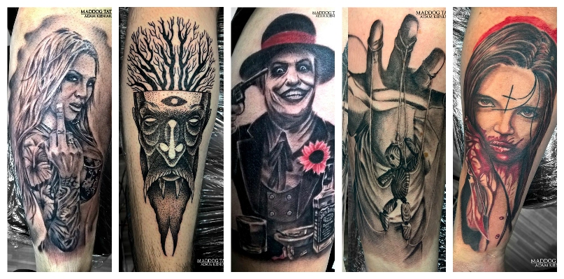 Prace wykonane przez Adama Kieniarskiego. Źródło: Facebook MadDog Tatoo