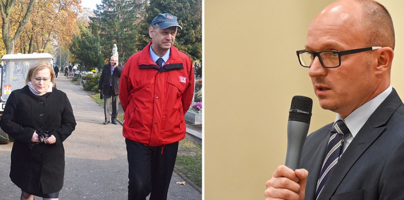 Na zdjęciu po lewej: wiceprezydent Barbara Moraczewska i Jarosław Biegała na Cmentarzu Komunalnym. Po prawej: prezydent Marek Wojtkowski. fot. archiwum DDWloclawek.pl