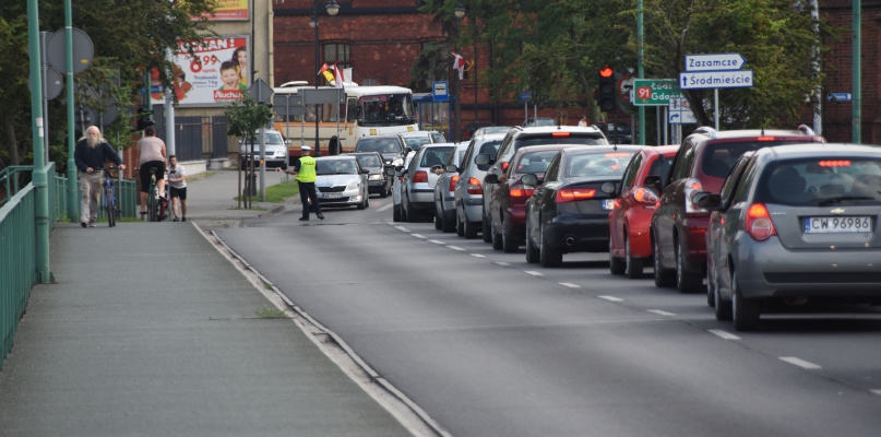 Na skutek zdarzenia utworzyły się ogromne korki; Fot. K. Osiński