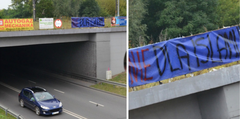 Baner zawieszono na wiadukcie nad ul. Kapitulną. fot. G. Sobczak