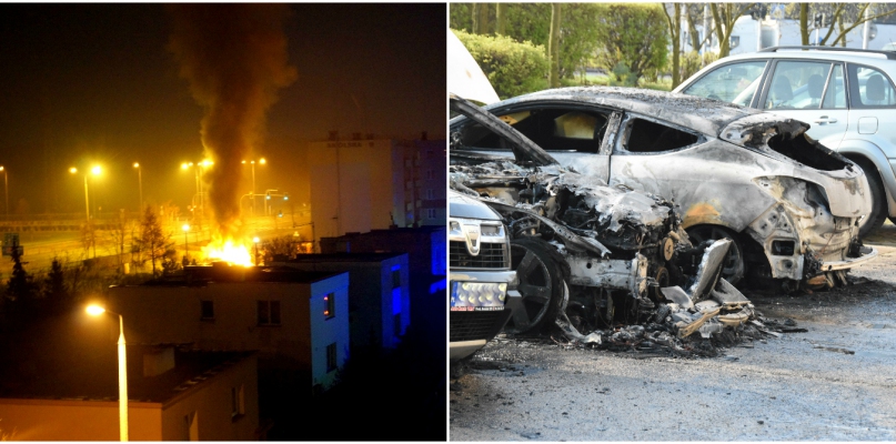 W nocy spłonęły cztery auta zaparkowne pod blokiem przy ul. Smólskiej. Fot. nadesłane/Natalia Seklecka