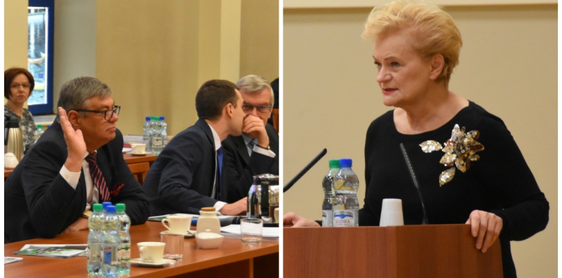 Radny Grządziel wstrzymał się od głosu, kiedy rada decydowała w sprawie jego skandalicznej wypowiedzi. Z prawej Olga Krut-Horonziak. Fot DDWloclawek.pl