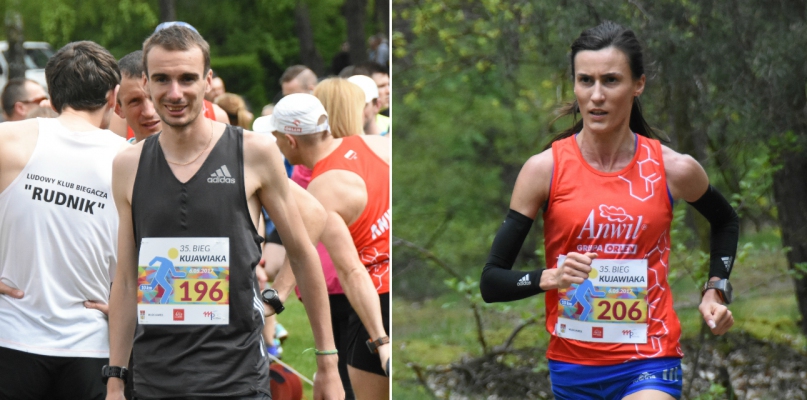 Roman Romanenko wśród mężczyzn i Katarzyna Kowalska wśród kobiet byli najlepszymi zawodnikami 35. Biegu Kujawiaka. Fot. Natalia Seklecka