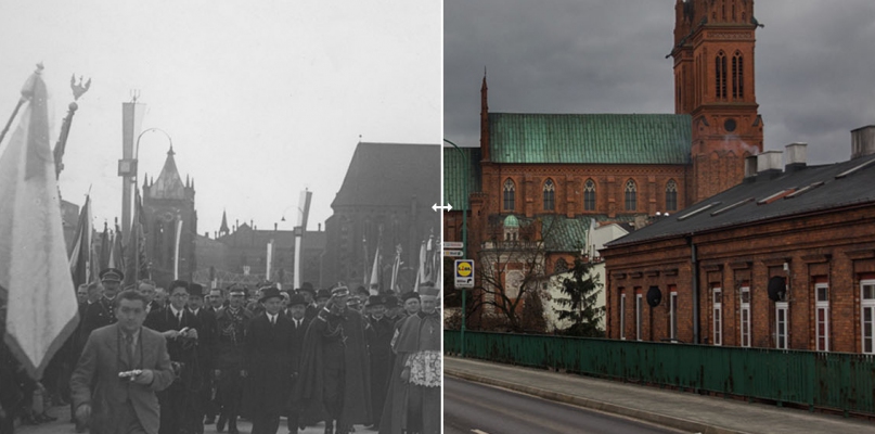 Po lewej: otwarcie mostu na Wiśle w 1937 roku. fot. ze zb. Narodowego Archiwum Cyfrowego
