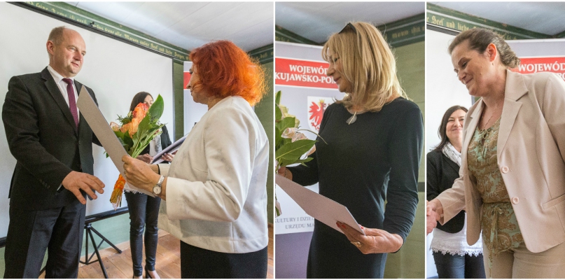 Nagrody zarządu województwa odebrały trzy pracownice włocławskiego muzeum (od lewej: K. Pawłowska, G. Paziewska, J. Szelągowska). Fot. Szymon Zdzieblo 