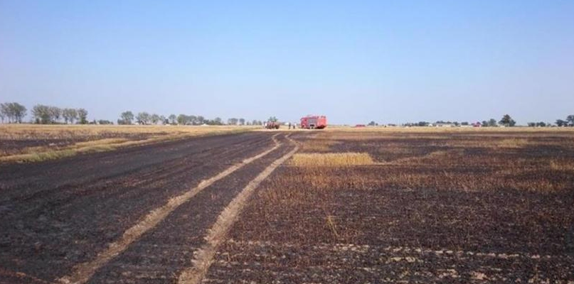 Spłonęło 4,5 hektara zboża oraz 4,5 ha słomy.  Fot. OSP Machnacz