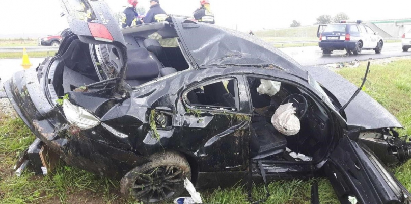 Jak ustalono, przyczyną zdarzenia była nadmierna prędkość. fot. KMP Włocławek