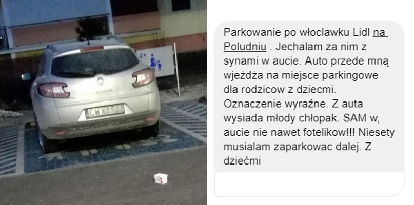 Fotografię srebrnego renault megane, zaparkowanego na niebieskim oznaczonym polu, nasza Czytelniczka przesłała na facebookową skrzynkę DDWloclawek.pl