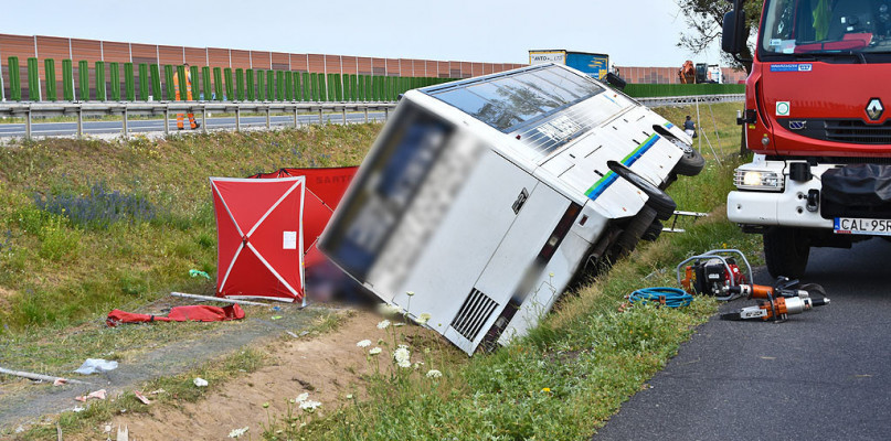 18 czerwca na 217 km drogi krajowej nr 91, w miejscowości Konstantynowo w powiecie aleksandrowskim doszło do wypadku. Fot. Ł. Daniewski