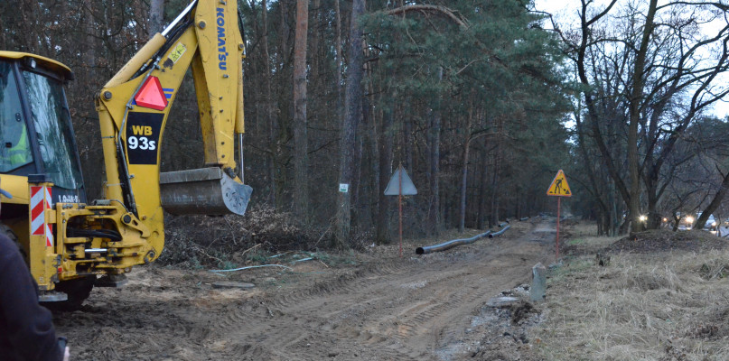 Obecnie prace są prowadzone wzdłuż leśnego odcinka al. Jana Pawła II. Fot. DDWloclawek.pl