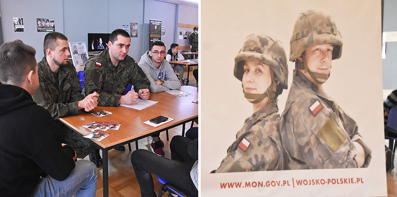 W trakcie kwalifikacji wojskowej prowadzona jest również kampania informacyjna związana z podjęciem służby w Wojsku Polskim. fot. Łukasz Daniewski