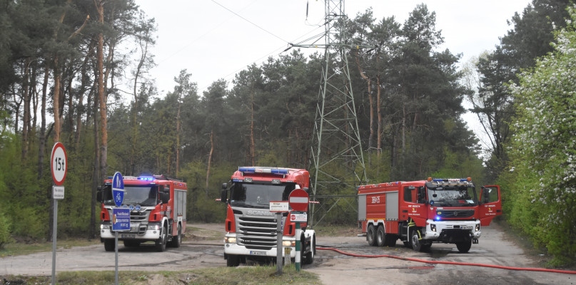 Wozy strażackie biorące udział w akcji na terenie leśnictwa Poraza korzystające z hydrantu przy ul. Wienieckiej. Fot. DDWloclawek.pl