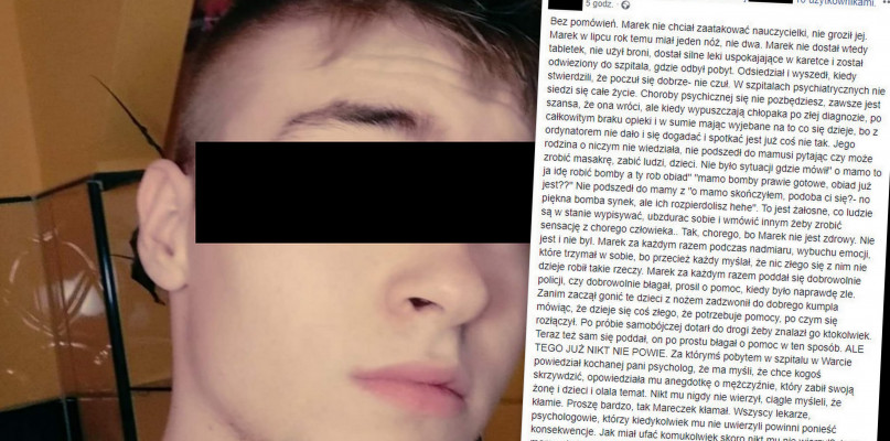 18-latek był leczony psychiatrycznie. Screeny z Facebooka. 