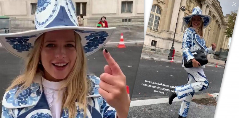 Blogerka pokazała się w Paryżu w `fajansowym` garniturze. Fot. Instagram Jessica Mercedes
