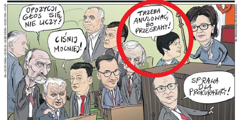 Posłanka stała się bohaterką karykatury. Fot. okładka tygodnika `Angora`