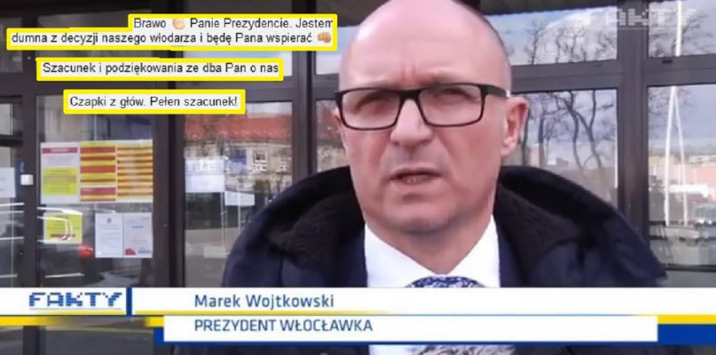 Prezydent Włocławka zuskał duże społeczne poparcie po tym, jak zapowiedział, że nie zamierza przygotowywać majowych wyborów. Fot. Fakty TVN/Facebook