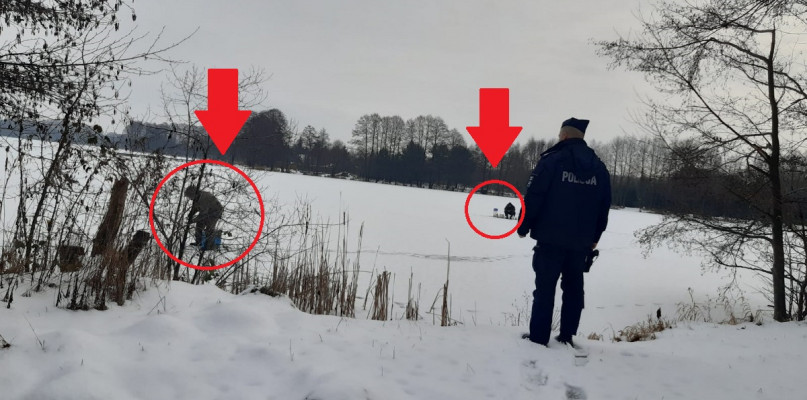 Włocławek: Policjanci kontrolują zamarznięte jeziora. Fot. KMP Włocławek