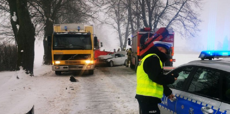 Tragiczny wypadek na drodze wojewódzkiej poruszył włocławian. Fot. KPP Lipno