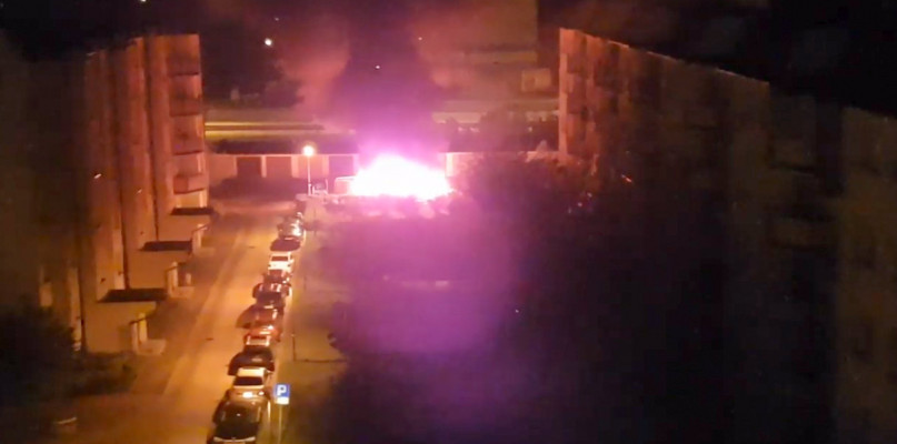 Pożar przy Toruńskiej. Kadr z wideo. 