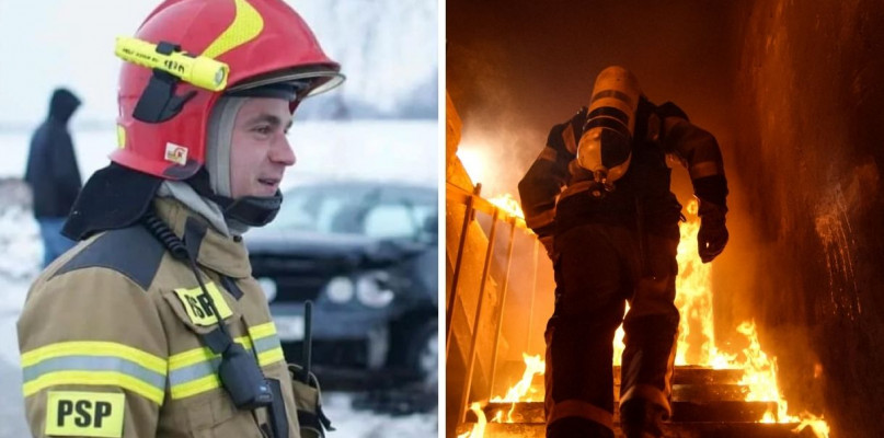 Od lewej: strażak Damian Boniecki/zdjęcie ilustracyjne. Fot. archiwum prywatne/depositphotos