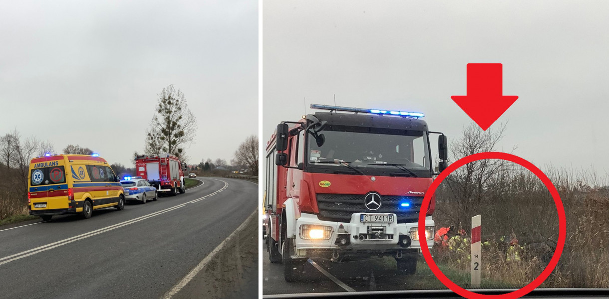 Wypadek na drodze Włocławek-Lipno w Łochocinie. Fot. nadesłane