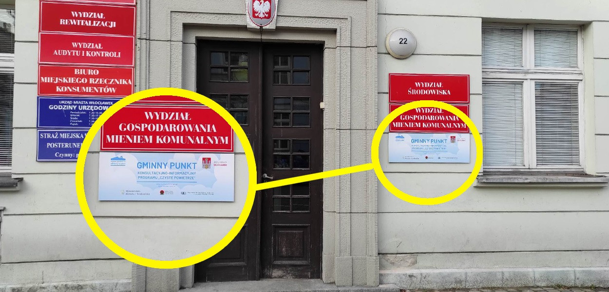 Punkt konsultacyjny programu Czyste Powietrze działa w budynku Urzędu Miasta przy ul. 3 Maja 22. Fot. DDWloclawek.pl