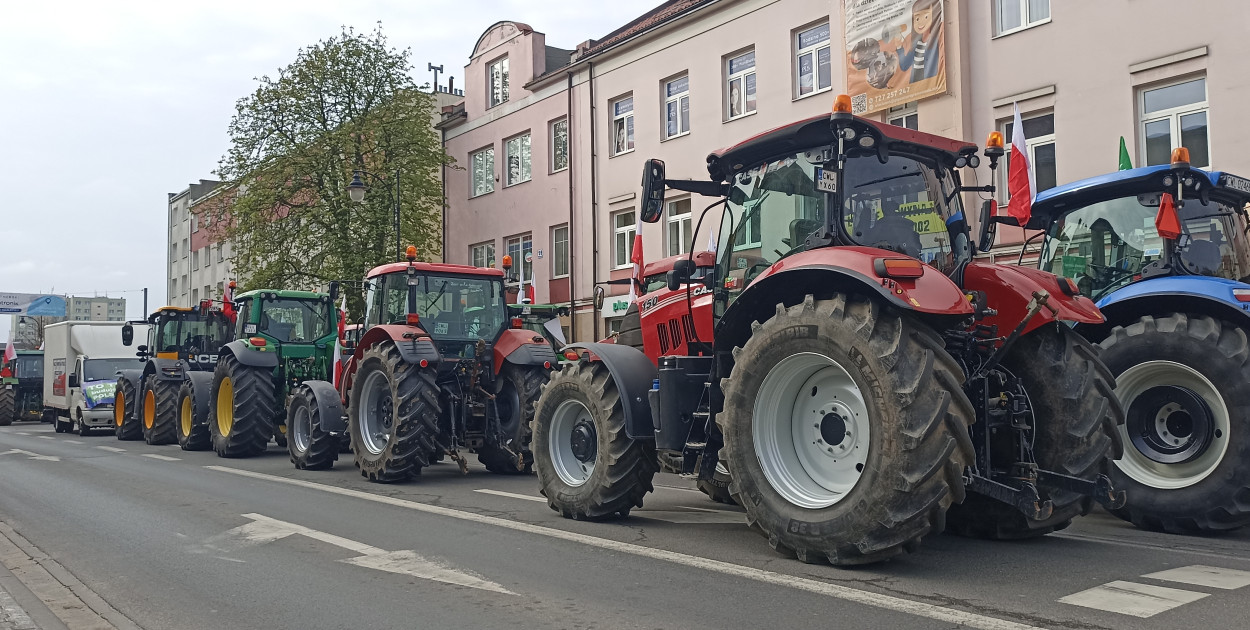Pod biurem poselskim Anny Gembickiej stoi kilkanaście ciągników. Fot. DD. 