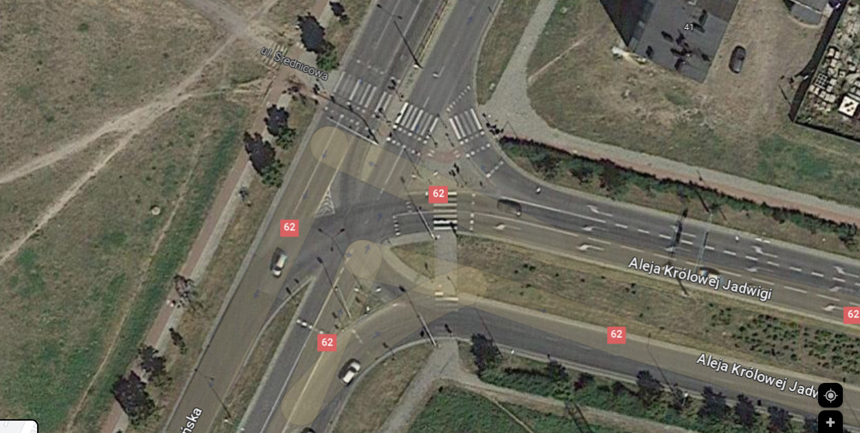 Ul. Kruszyńska zostanie zamknięta na wysokości al. Królowej Jadwigi. Screen z Google Maps. 