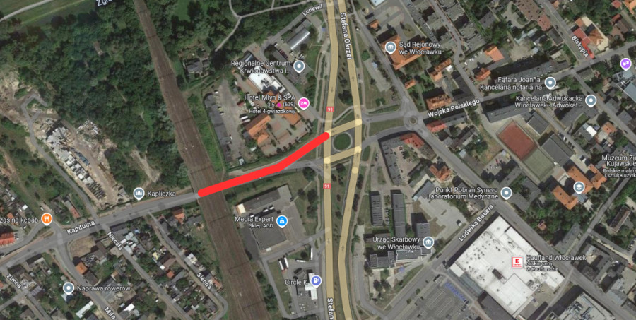 W tym miejscu prowadzone będą prace Fot. Zrzut ekranu z Google Maps