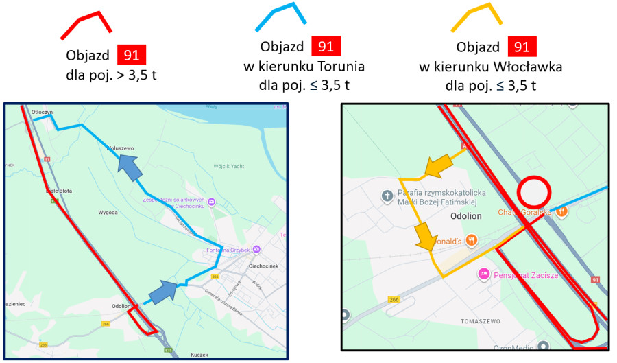 Utrudnienie na DK91 w dniach 18-24.10.2025 Fot. GDDKiA Bydgoszcz