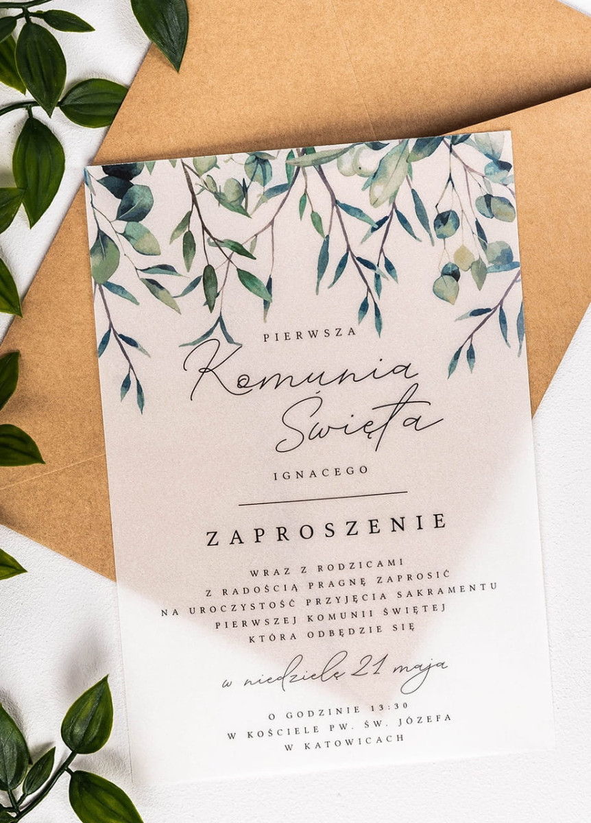 https://www.partybox.pl/zaproszenia-komunijne-personalizowane-galazki-kalka-14x19-5?pr=60089 Zaproszenia komunijne personalizowane GAŁĄZKI kalka 14x19,5 cm