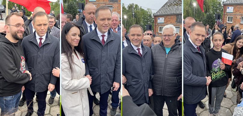 Ujęcia z wizyty. Mieszkańcy nie odpuszczali selfie z Nawrockim [FOTO]