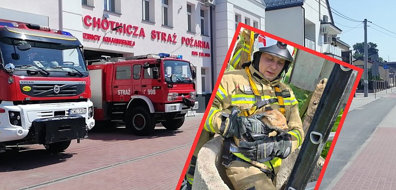 W studni czekał na pomoc. Zdjęcia z akcji strażaków wzruszają