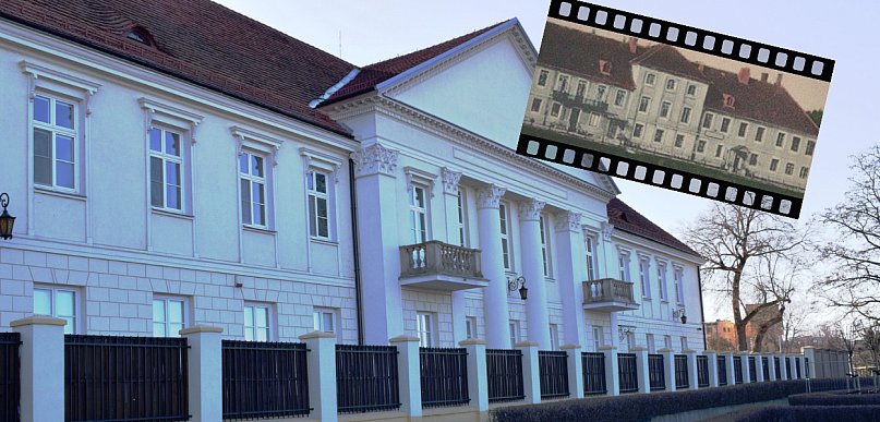 Pałac Biskupi na kolorowej widokówce sprzed lat