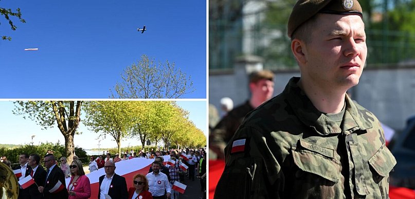 100-metrowa flaga na bulwarach. Tak świętowano 2 maja we Włocławku