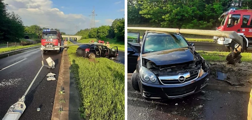Opel rozbił się o latarnię. To był pracowity weekend dla strażaków