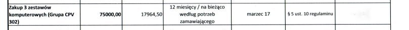Screen z Planu Zamówień Publicznych na 2017 rok DPS. Źródło: BIP DPS
