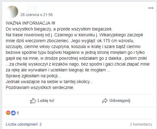Screen z facebooka