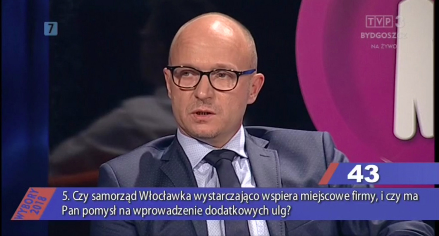 Marek Wojtkowski podczas debaty w TVP3. Screen TVP3